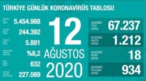 12 Ağustos koronavirüs tablosu açıklandı… Bugünkü vaka sayısı…
